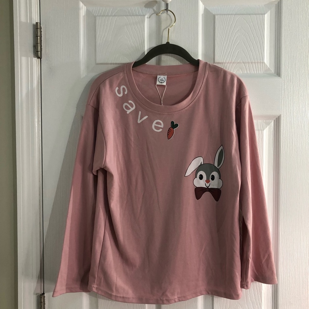 🆕 Pink Easter bunny shirt, women’s L
